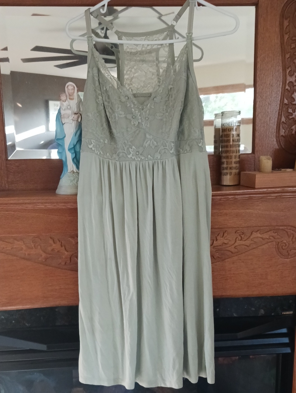 Kindred Bravely Modal Sage Green Lace Midi Sleep Dress